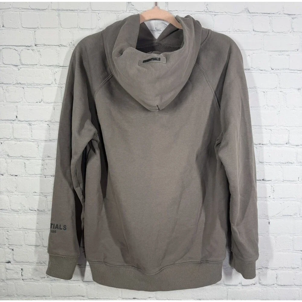 Fear of God Essentials Hoodie Mens Medium Taupe Gray Logo Pullover Oversized FOG
